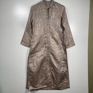 Indisches Kurta Hemd Damen S Kupfer Brauntöne gemustert Organza - Bild 1 von 8