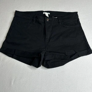 H&M schwarze Jeansshorts Damengröße 12 Bündchen Freizeit Sommer - Bild 1 von 8