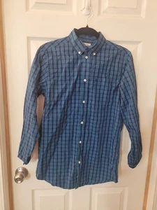 Boys IZOD blue & Green Plaid Button Up Shirt Size Yoyth XL - Picture 1 of 2