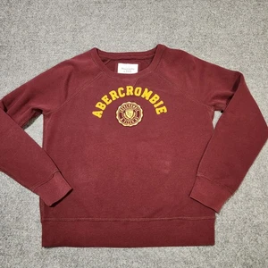 Abercrombie & Fitch Sweatshirt Womens Large Maroon Pullover Patch Logo Y2K  - Picture 1 of 13