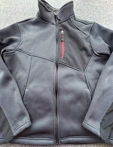 Swiss Tech Jacket Mens Medium Gray Black Waffle Knit Soft Shell Full Zip Pockets - Picture 1 of 17