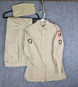 Camisa Uniforme Caqui Ejército de los Estados Unidos Segunda Guerra Mundial Pantalones Gorra de Guarnición, #Y2641 - Imagen 1 de 24