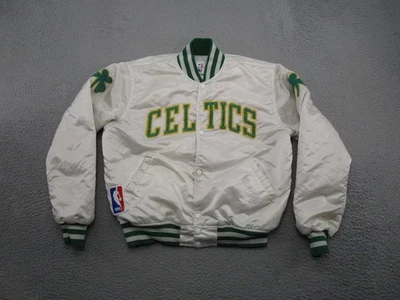 Chaqueta De Colección Años 80 Boston Celtics NBA Starter Satén Blanca Spellout Bomber Talla L Leer Foto 1 de 4