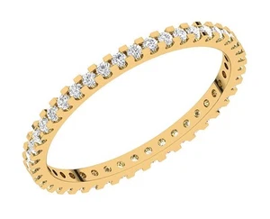 VS F 0.50Ct Lab Grown Round Cut Diamond Eternity Anniversary Ring 10K Solid Gold - Picture 1 of 12