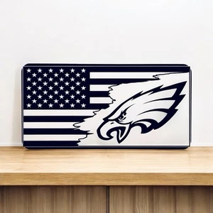 Philadelphia Eagles With Flag Aluminum Laser Engraved Front License Plate! - Picture 1 of 3
