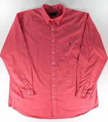 Ralph Lauren Shirt Mens 2XLT Salmon Pink Long Sleeve Feather Weight Twill - Image 1 of 4