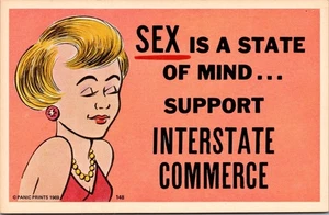 SEX is a State of Mind INTERSTATE COMMERCE risque PANIC PRINTS humor Postcard - Picture 1 of 2