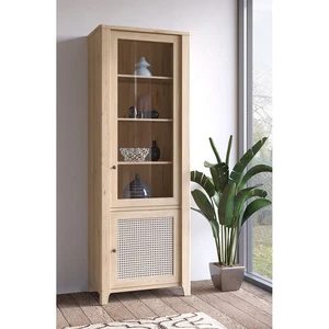 Wohnzimmer Esszimmer Vitrinenschrank Vitrine Standvitrine Eiche Wiener Geflecht - Bild 1 von 5