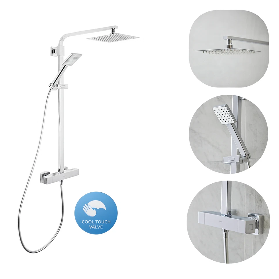 Square Tavistock Index Cool Touch Thermostatic Bar Valve Shower System 2 Heads - Image 1 of 4