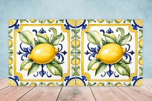 Juego de 2 azulejos de pared de mayólica de limón de cerámica italiana para decoración de paredes - Imagen 1 de 3