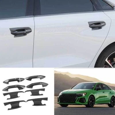 For Audi A3 S3 RS3 2022-2023 Carbon Fiber pattern Door Handle Bowl Cover Trim 9p - Imagem 1 de 4