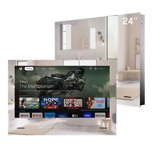 SYLVOX 24” Smart Mirror Google TV For Bathtub Spa Bathroom TV IP66 Waterproof - Picture 1 of 7