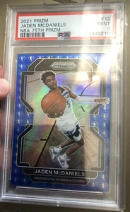 JADEN MCDANIELS 2021 PRIZM 75TH ANNIVERSARY DIAMOND BLUE PRIZM SP PSA 9 Low Pop - Picture 1 of 1