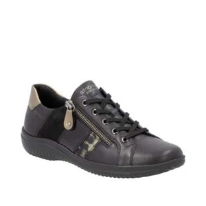 LADIES REMONTE D1E00-03 BLACK LEATHER LACE UP SHOES - Picture 1 of 1