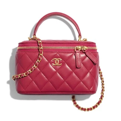 Bolso Bandolera Chanel 21A Rosa Pequeño Tocador con Cadena Asa Superior Logo Hombro Foto 1 de 4