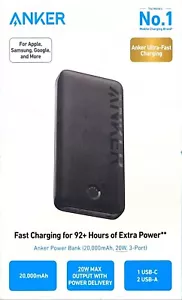 Anker - Power Bank (20000mAh, 20W, 1-Port) - Black - Picture 1 of 4