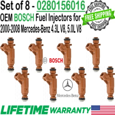 OEM 8Pcs Bosch Fuel Injectors For 2001, 2002, 2003 Mercedes-Benz CLK430 4.3L V8 - Image 1 of 4