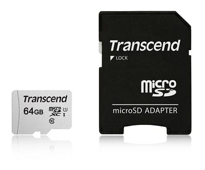 64GB Transcend 300S microSDXC UHS-I CL10 Memory Card with SD Adapter 95MB/sec - Image 1 of 3