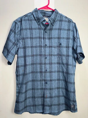 Weatherproof Shirt Mens M Dark Blue Plaid Short Sleeve Button Up Flannel Vintage - Image 1 of 4