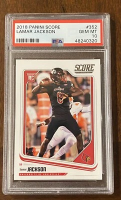 LAMAR JACKSON Rookie Rc 2018 Panini Score #352 PSA 10 GEM MT Ravens - Image 1 of 2