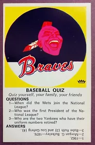1971 Fleer Quiz Card Atlanta Braves Logo - Picture 1 of 2