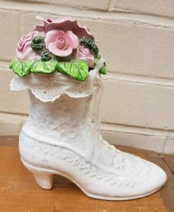 Victorian Faire Vintage Musical White Porcelain Victorian Boot Ceramic - Picture 1 of 5