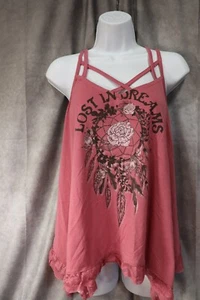 Wound Up Women's Juniors Lost In Dreams Flower Print Purple Tank Top XL - Picture 1 of 4