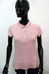 Tommy Hilfiger Polo Donna Taglia L Maglietta Rosa Estiva Cotone Maglia T-shirt - Foto 1 di 11