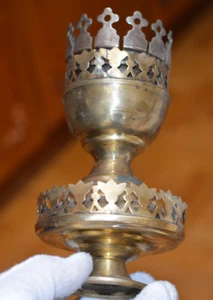 Altar Tischlampe Vintage russisch für Ikone Lampadka orthodox Bronze rote Steine - Bild 1 von 18