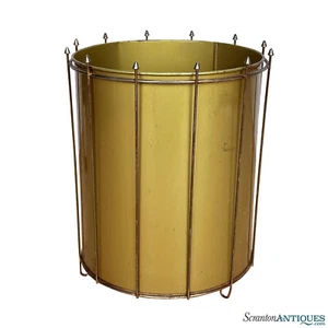 Mid-Century Atomic Spiked Gold Waste Basket Trash Can - Picture 1 of 9