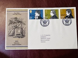 GB 1971 Literary Anniversaries FDC Philatelic Bureau EDINBURGH POSTMARK - Picture 1 of 2