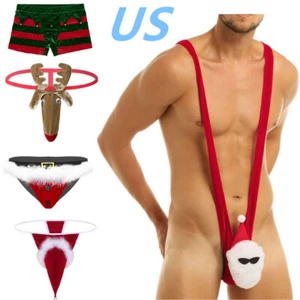 AU Mens Xmas Christmas Santa Claus Underwear G-String Thongs Panties Lingerie - Picture 1 of 66