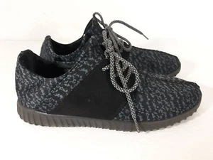 Madden NYC Sneakers Sz 8.5 Black Knit Fabric Lace-Up Low-Top Athletic Shoes Jett - Picture 1 of 9