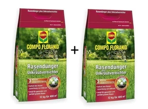 2 x 12kg Compo Rasendünger + Unkrautvernichter Floranid  Rasenunkrautvernichter - Bild 1 von 1