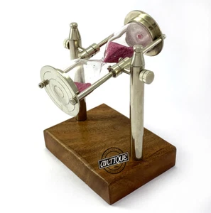 Brass Glass Sand Timer Silver Hourglass Wood Game Toy Desk Decor Vintage Gifts  - Picture 1 of 4