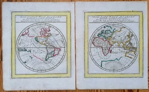 Bodenehr Original Kupferstich Weltkarte Hemispheren auf 2 Blatt (B) - 1720 - Picture 1 of 3