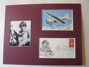 Amelia Earhart cruza el Océano Atlántico en su avión Vega y cubierta de primer día   - Imagen 1 de 2