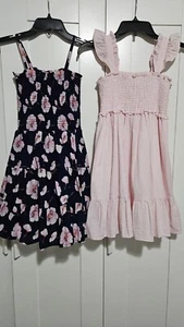 Lot of 2 Janie and Jack Girls Dress Smocked Sun Dresses Size 12 - Picture 1 of 13