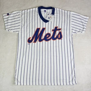 NEU VTG New York Mets x Russell Athletic Nadelstreifen Jersey Stil T-Shirt Large - Bild 1 von 7