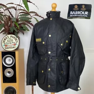 BARBOUR INTERNATIONAL (40) Original A7 Belted Biker Wachsjacke Motorrad Herren - Bild 1 von 18