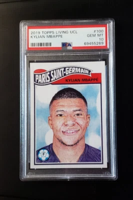 2019 Kylian Mbappe #100 PSA 10 PR: 402 TOPPS LIVING UCL UEFA soccer PSG Mbappé - Image 1 of 2