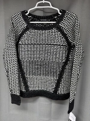DKNY Jeans Women's Yarn and Stitch Pullover Sweater Black White - XS - New - Image 1 of 4
