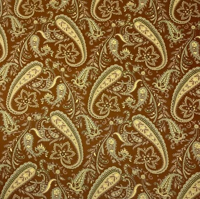 TELA DE SARGA RICHLOOM DANBURY MARRÓN CHOCOLATE PAISLEY 100% ALGODÓN POR YARDA 54"W Foto 1 de 4