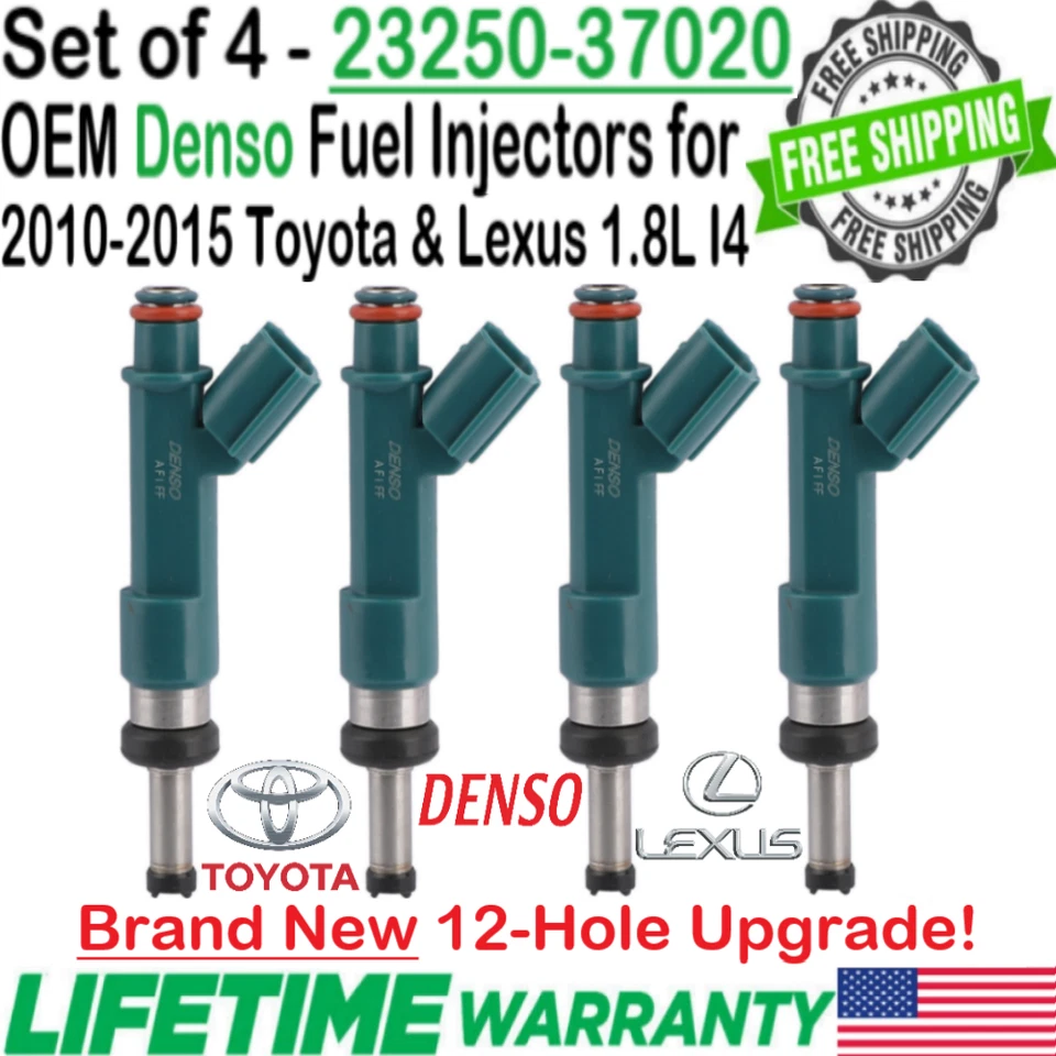 Nuevos inyectores de combustible OEM x4 Denso actualización 12 orificios para Toyota Prius 12-15 enchufables I4 Foto 1 de 4