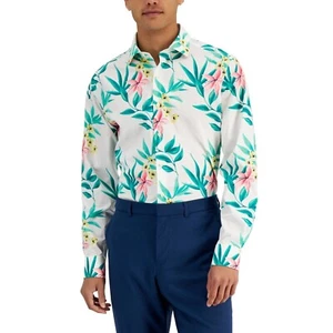 Bar III Hombre Algodón Orgánico Tropical Botones Calce Ajustado, Talla S, Nuevo con Etiquetas - Imagen 1 de 5