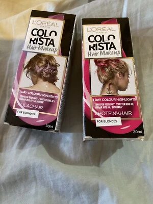 2 x L'OREAL 30mL COLORISTA 1 DAY HIGHLIGHTS HAIR COLOUR Pink & Lilac Acc122 - image 1 of 4