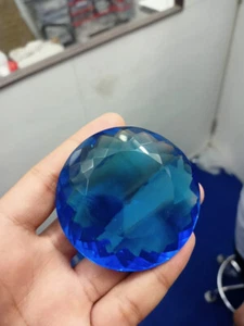 BLUE TOPAZ GEMSTONE ROUND CUT STONE BIG CUT STONE LOSSE STONE LAB CREATED - Picture 1 of 10