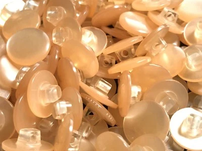 12 Glossy Pearlized Pale Melon Pink Plastic Shank Buttons 9/16" 14mm 12089 - Image 1 of 4
