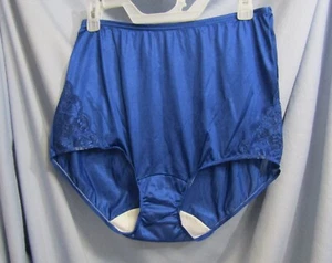 Shadowline 100% Shiny Nylon and Lace Brief Panty Navy Blue NWOT Size 7 - Picture 1 of 7