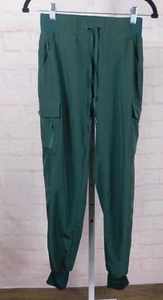 Dark Green Cargo Jogger Pants Size Small Stretch Drawstring Zip Pocket Activewea - Picture 1 of 11